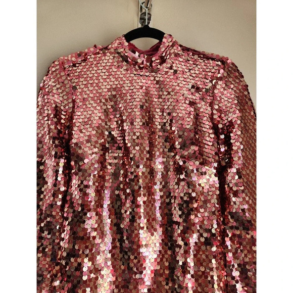 NWT Anthropologie Maeve Long-Sleeve Mock-Neck Sequin Mini Dress Size XS Petite - Picture 5 of 11